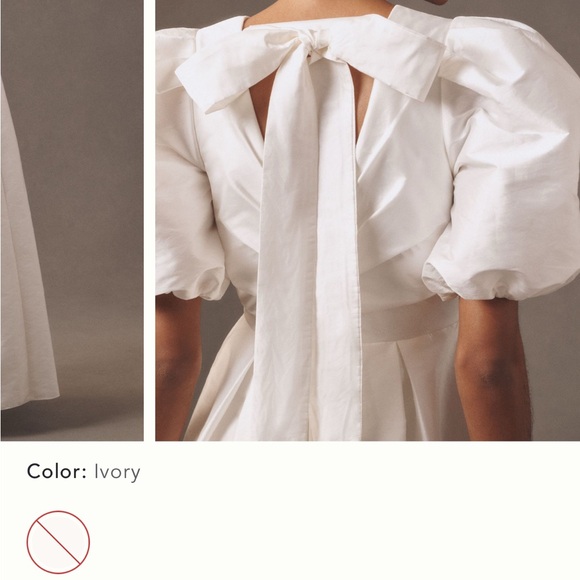 Watters Bungalow Puff-Sleeve Deep-V Taffeta Maxi Dress - Picture 5 of 5